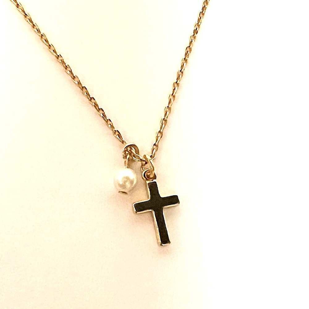 14K Vermeil Girls Cross Necklace